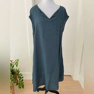 OSKA Cap Sleeve A Line Pullover Dress Pockets Textured Lightweight Lagenlook